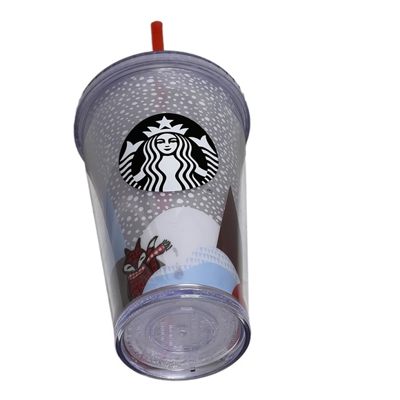 Starbucks Gift Holiday Tumbler Red Fox Snow Cold Cup Traveler 16 oz BPA Free - Picture 3 of 6